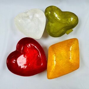 Handcrafted Capiz Shell Playing Card Suit Snack Trinket Bowls 4 pcs Party CHIC